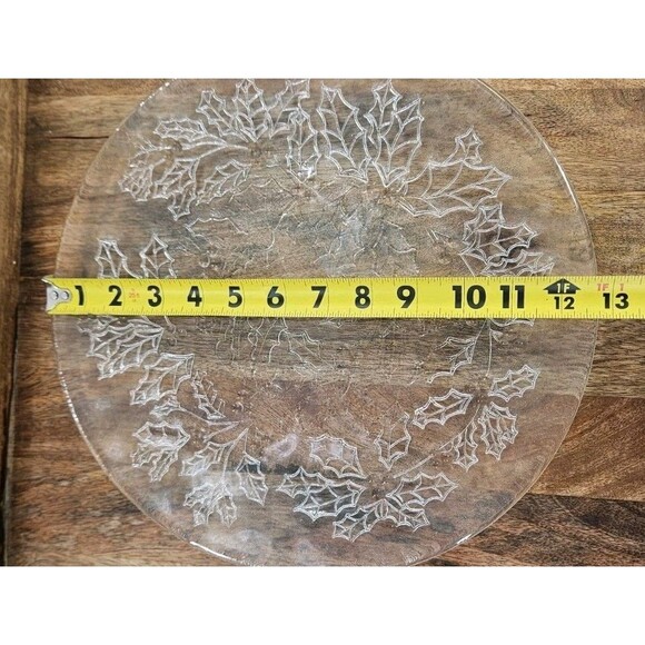 Vtg Pilgrim Glass Holiday Serving Platter Christmas Dish ~12.5" Plate Frosted - Picture 5 of 5